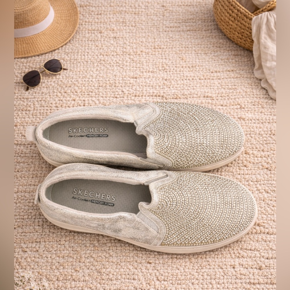 Skechers Glittering Silver Slip-Ons